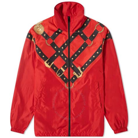 Versace Men's Red Graphic Printed Jacket, Brand Size 54 